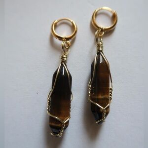Handmade Earrings with Tiger Eye Stone